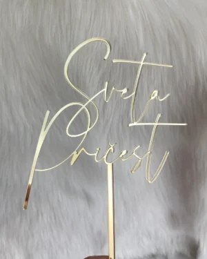 zlatni topper za tortu Sveta Pričest